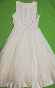 Adult Female Costumes to Hire - White Lace dress with Organza in middle - small